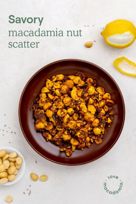 Elevate your snacking with this savory nut scatter recipe! Bursting with lemon, fennel, rosemary, and cumin, with just a hint of natural sweetness from maple syrup, it’s an easy way to enjoy a sweet-and-spicy snack in less than 20 minutes.

#macadamianuts #cashews #recipe #nuts #maplesyrup #fennel #rosemary #cumin #swicy #snacktime #snacks #plantbased #refinedsugarfree Macadamia Recipes, Nut Recipes, Savory Dishes, Spicy Snacks, Macadamia Nut, Raw Cashews, Macadamia Nuts, Coriander Seeds, Fennel Seeds