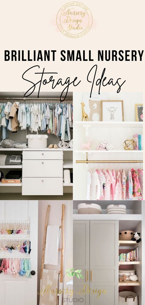 Designing and organizing a small nursery can be tricky, particularly storing essentials such as clothes, books, toys, and more. We have rounded up sure-fire small nursery storage ideas guaranteed to help you store baby's things. Small Nursery Storage, Nursery Storage Ideas, Small Nursery Design, Nursery Book Storage, Under Crib Storage, Crib Storage, Small Nursery, Nursery Closet Organization, Baby Nursery Organization