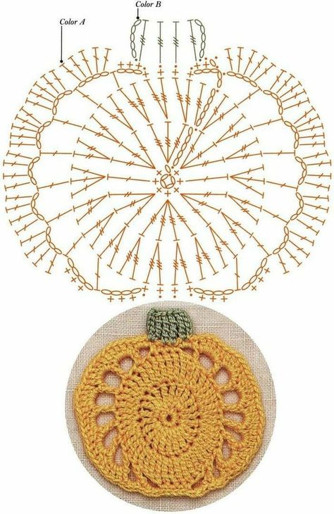 Crochet Pumpkin Coaster, Crochet Halloween Patterns, Crochet Halloween Patterns Free, Crochet Butterfly Pattern, Crochet Snowflake Pattern, Crochet Stitches Diagram, Crochet Fruit, Crochet Halloween, Crochet Coaster Pattern