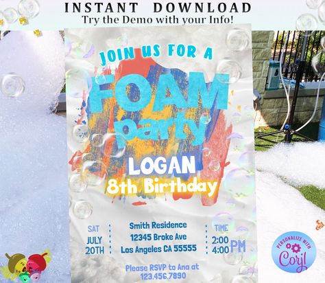 Excited to share the latest addition to my #etsy shop: FOAM Party Birthday Invitation Foam Birthday Party Editable Foam Party Boy Bubble Foam Party Invitation Instant Download Corjl Foam Party https://etsy.me/37rIQnY Foam Birthday Party, Bubble Foam, Bow Gender Reveal, Foam Party, Bubble Party, Party Boy, 10th Birthday Parties, Baby Gender Reveal, Reveal Ideas