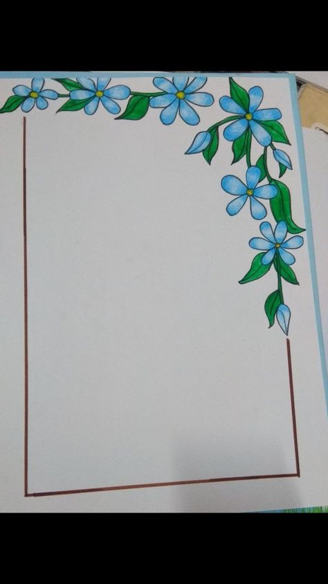 Boarders Designs For Projects Creative, Flower Boarders Designs For Projects, File Page Border Design, Flower Border Design Simple, Side Designs For Project Work, Flower Border Design Aesthetic, Project Design Ideas School Front Page, Boder Degin, Pretty Easy Drawings