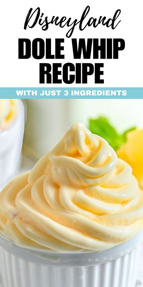 This copycat Dole Whip recipe is essentially a diy Dole Whip, the pineapple soft serve from Disney. With this pineapple Dole Whip recipe you can finally make your own Disney frozen treat at home. With just 3 ingredients, it's quick and easy that you'll have it on repeat. No strange ingredient, no sugar, no nasties. And NO ice cream maker! Dole Whip Recipes, Homemade Dole Whip, Pineapple Dole Whip Recipe, Homemade Dole Whip Recipe, Pineapple Dole Whip, Keto Dole Whip Recipe, Diy Dole Whip, How To Make Dole Whip, Frozen Pineapple Recipes