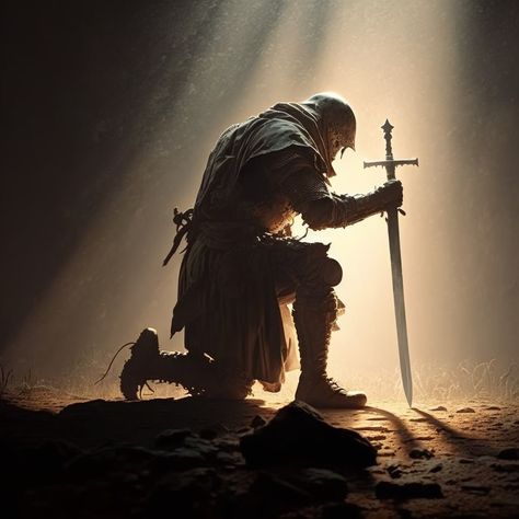 Kneeling Swordsman, Knights Kneeling, Knight Praying, Crusader Wallpaper, Temple Knights, Roi Arthur, Celtic Warriors, Dark Souls Art, Artistic Pictures