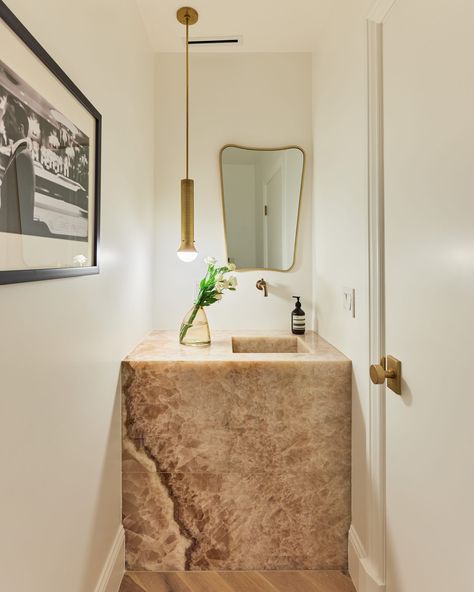 My Dream Home - The NT Flip Project - Nina Takesh Bathroom Vanity Wallpaper, Vanity Wallpaper, Nina Takesh, Small Cloakroom, Scandinavian Bathroom Ideas, Minimalistic Wallpapers, Bathroom Interior Ideas, Visual Lighting, Beach Studio