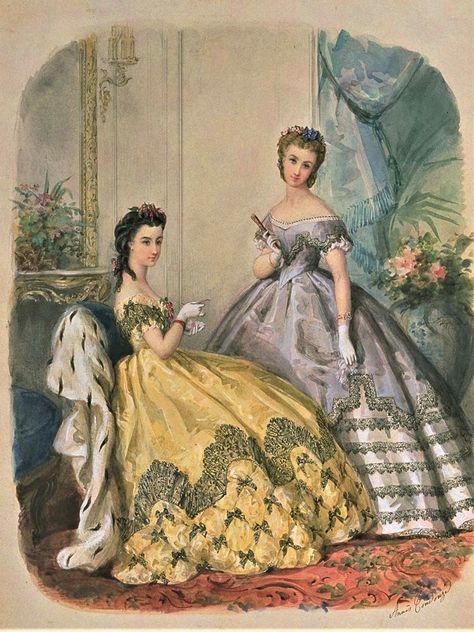 1860s Dresses, Victorian Era Fashion, 1860 Fashion, 1800s Fashion, 19th Century Fashion, History Fashion, Vintage Gowns, Old Fashion, Edwardian Fashion