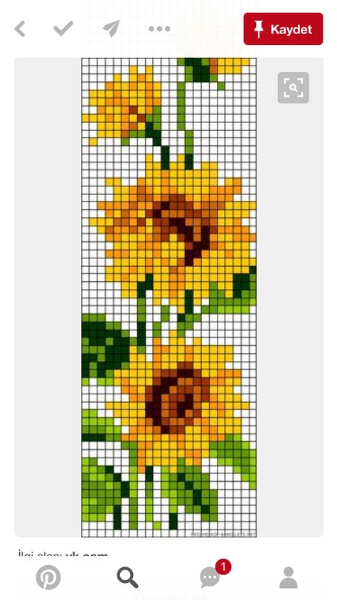 Cross Stitch Sunflower, Simpul Makrame, Bead Loom Designs, Loom Bracelet Patterns, Pola Kristik, Loom Pattern, Cross Stitch Bookmarks, Bead Weaving Patterns, Bead Loom Bracelets