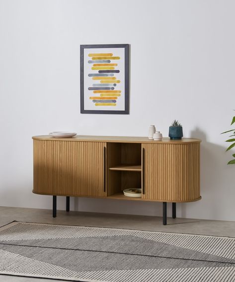 Tambo, buffet, chêne et métal noir | MADE.com Japandi Sideboard, Sideboard Uk, Side Board, Oak Sideboard, Led Furniture, Stylish Storage, Cabinet Design, My New Room, Accent Furniture