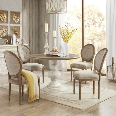 Ophelia & Co. Brandi Dining Table | Wayfair Farmhouse Round Dining Table, Traditional Dining Room Table, Round Pedestal Dining, Round Pedestal Dining Table, Traditional Dining Rooms, Dining Table Sale, Chairs For Small Spaces, Round Dining Room, Farmhouse Dining Table