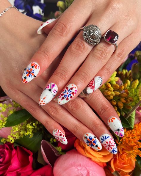 Nail art from the last 3 months 💅✨🪩 1. Wedding nails - inspired by Moroccan titles combined with rhinestones to match my veil. The best nails I’ve ever had! 2. Strawberry season - 3d strawberry nails which made me smile each and every day. 3. Sequins - words can not describe how stunning the reflection is when the sun hits them. All nails by @nailland_london all paid by me and design concepts by me ☺️ Midsommar Nails, Moroccan Nails, 3d Strawberry, Mexican Nails, The Best Nails, All Nails, Strawberry Nails, When The Sun Hits, Strawberry Season