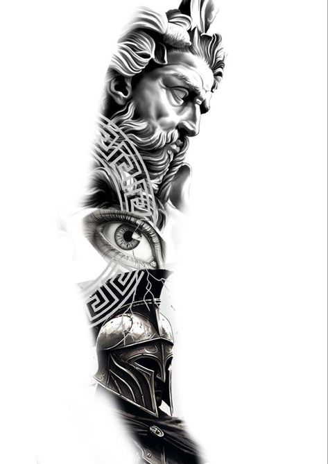 Full sleeve Tattoo Ideas 💥‼️‼️ Old Traditional Tattoo, Full Sleeve Tattoo Ideas, Angel Sleeve Tattoo, Archangel Tattoo, Zeus Tattoo, Egyptian Tattoo Sleeve, Hyper Realistic Tattoo, Spartan Tattoo, Sleeve Tattoo Ideas