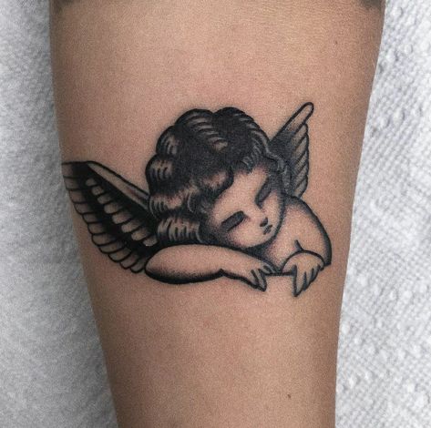 Cherub Tattoo Designs, Baby Angel Tattoo, Hyper Realistic Tattoo, Cherub Tattoo, Optical Illusion Tattoo, Religious Tattoo, Peonies Tattoo, Floral Tattoo Design, Baby Tattoos