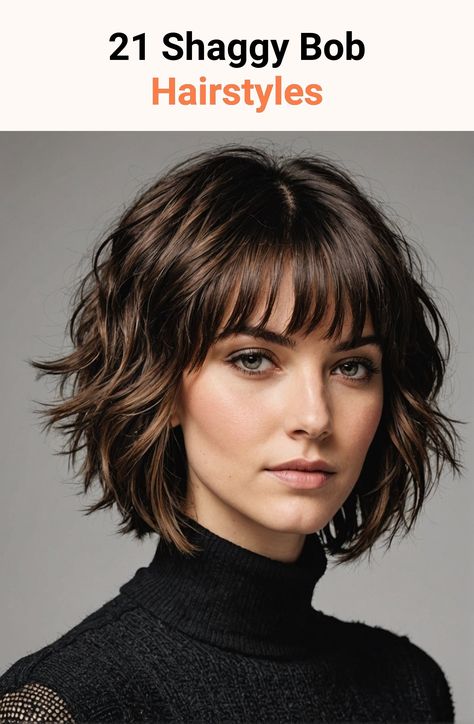 Classic Bob Hairstyle, Medium Shag Hairstyles, Shaggy Bob Hairstyles, Short Wavy Haircuts, Messy Waves, Shaggy Bob, Bob Hairstyles For Thick, Wavy Haircuts, Different Hair Types