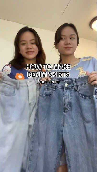 DIY | HOW TO MAKE VIRAL DENIM SKIRTS Diy Denim Skirt From Jeans Tutorials, How To Make Denim Skirt From Jeans, Fashion Mfs Outfits, How To Make A Jean Skirt Out Of Jeans, Denim Skirt Diy Old Jeans, How To Turn Jeans Into A Skirt, Diy Jean Skirt From Jeans, How To Make A Skirt Out Of Jeans, Jeans To Skirt Diy