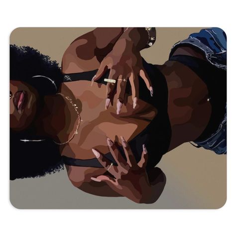 A Black woman Mouse Pad-One size-Rectangle-SmardArt-Wall Art Black Love Artwork, Cow Print Wallpaper, Dorm Art, Black Art Painting, Round Wall Art, Black Artwork, Black Cartoon, Black Love Art, Black Art Pictures