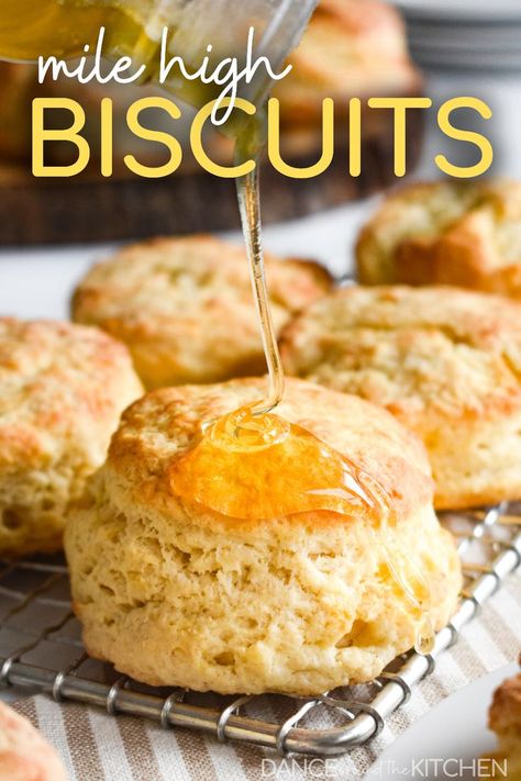 These fluffy, buttery Mile High Biscuits are such a delicious addition to any meal. Use them to build a sandwich, top with sausage gravy or lather with butter and honey! #Biscuits #EasyBiscuitRecipe Mile High Biscuits, Honey Biscuit Recipe, Build A Sandwich, Justine Doiron, Country Biscuits, Honey Biscuits, Honey Butter Biscuits, Easy Biscuit, Honey Breakfast