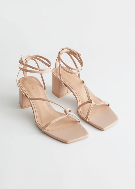 Strappy Heeled Leather Sandals - Light Beige - & Other Stories WW Heels 2023, Beige Sandals Heels, Strappy Leather Sandals, Pinstriping Designs, Beige Heels, Trouser Outfits, Silk Outfit, Sandal Heels, Leather Trousers