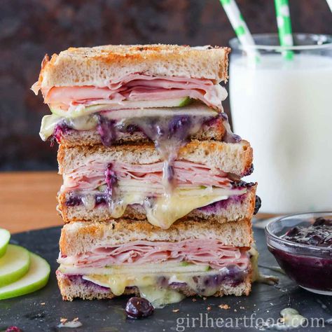 Grilled Ham and Brie Sandwich Ham And Brie Sandwich, Brie Grilled Cheese Sandwich, Brie Grilled Cheese, Gourmet Grilled Cheese Sandwich, Brie Sandwich, Creamy Brie, Best Sandwich Recipes, Gourmet Grilled Cheese, Summer Sandwiches