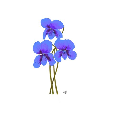 Violets Illustration, Violet Flower Illustration, Violet Illustration, Peace In The Valley, Wild Violets, Floral Illustration, Botanical Painting, Month Flowers, Violet Flower