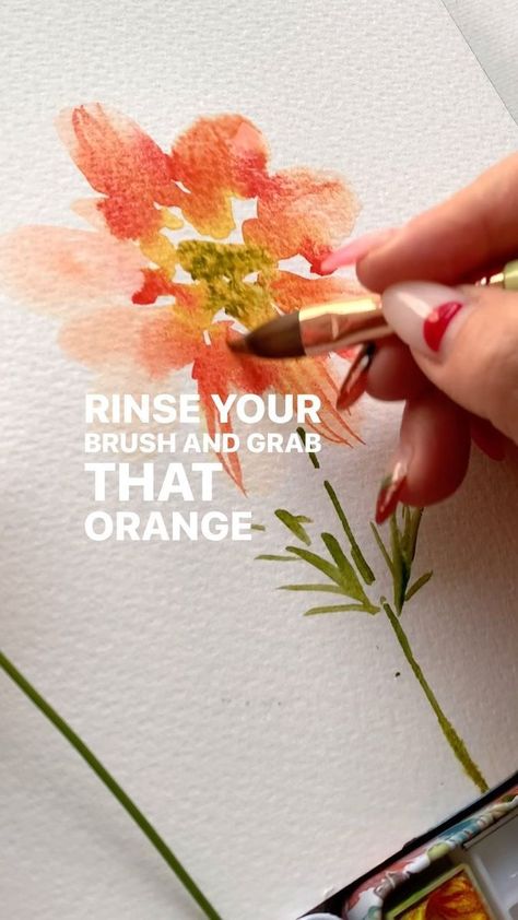 Kristy Rice Joyful Watercolor for Beginners on Reels | Coco Steel Lovebomb · Yachts (A Man Called Adam mix) Kristy Rice Watercolor, Orange Cosmos, Watercolor For Beginners, Kristy Rice, Colour Flowers, Rice Water, Watercolor Inspiration, Water Colour, Art Class