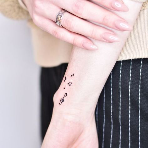 Music Tattoo Ankle, Small Music Notes Tattoo, Music Tattoo Ideas Unique For Women, Small Music Tattoos For Women, Minimal Music Tattoo, Music Symbols Tattoo, Musician Tattoo Ideas, Tattoo Ideas Masculine, Music Note Tattoos For Women