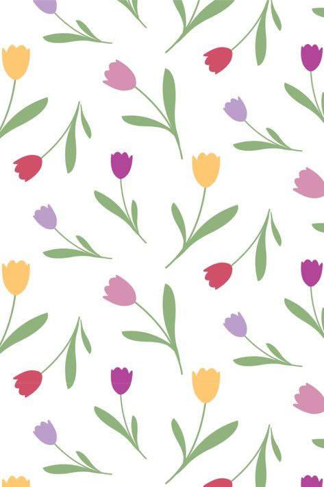 A simple vector #tulip flower #illustration turned into a #pattern. Flower Print Design Patterns, Simple Flower Pattern Illustration, Tulip Vector Illustration, Tulip Illustration Cute, Spring Flower Pattern, Spring Flower Illustration, Tulips Wallpaper Drawing, Tulip Illustration Simple, Simple Designs To Paint