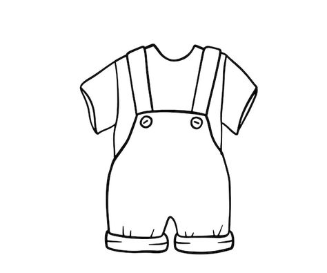 Infant boy cute clothes doodle outline s... | Premium Vector #Freepik #vector #baby-body #baby-born #baby-shirt #born Boy Clothes Drawing, Clothes Doodle, Baby Cha, Little Boy Clothes, Clothes Drawing, White Dress Outfit, Baby Dungarees, Infant Boy, Flat Sketches