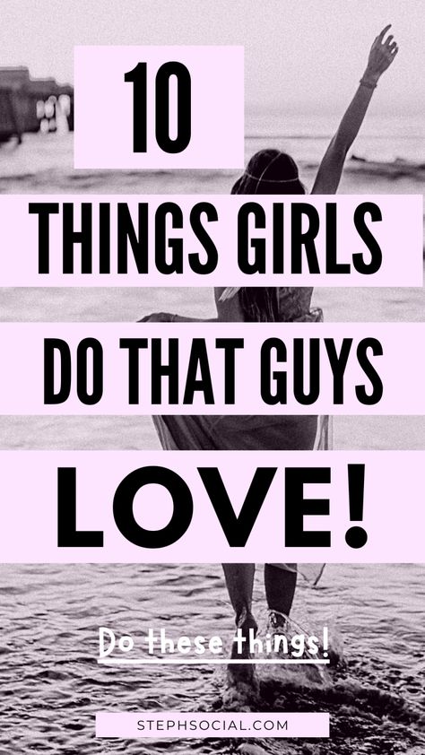 10 Things Girls Do That Guys Love! How to get his attention. How to get him to notice you. How to get a boyfriend. How to make him miss you. How to make him want you. Things guys like in a girl. Signs he likes you. Signs he wants to date you. How to talk to guys. How Do You Get A Guy To Like You, How To Get Attention From Boyfriend, How To Get People To Notice You, Getting His Attention, What To Post To Get His Attention, How To Grab A Guys Attention, Hiw To Get A Guy To Like You Tips, Things To Whisper In His Ear, How To Make Him Flustered