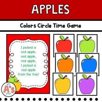 Circle time can be so much fun, but it's difficult to keep it interesting and engaging. This circle time game will help you do just that! Your preschool, pre-k, and kindergarten kiddos will love learning about colors when they play this game!Save 25% when you buy my entire set of Apples Theme Circle... Apple Circle Time Activities, Apple Circle Time Preschool, Circle Time Shape Activities, Apple Games For Preschool, Circle Time Area, Time Activities For Preschool, 3s Preschool, Preschool Apples, Tree Unit