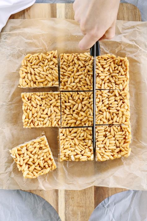 Rice Puff Recipes, Rice Treats, Rice Recipes For Dinner, Butter Honey, Crispy Rice, Puffed Rice, Cereal Bars, Honey Nut, Rice Crispy Treats