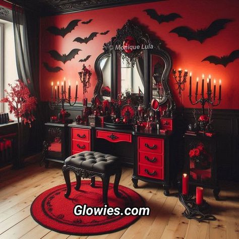 Vampire Room, Vampire Decor, Vampire House, Monique Lula, Aesthetic Bedroom Decor, Makeup Rooms, Bedroom Aesthetic, Aesthetic Bedroom, Bedroom Themes