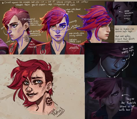 Arcane Reference Sheet, Arcane Face Study, Arcane Art Study, Arcane Anatomy, Arcane Style Study, Arcane Style Art, Arcane Oc Ideas, Arcane Art Style Tutorial, Arcane Art Style Study