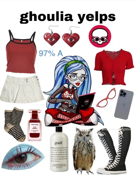 Ghoulia Monster High Costume, Ghoulia Yelps Outfit Inspiration, Monster High Core Outfits, Ghoulia Inspired Outfits, Ghoulia Yelps Costume, Ghoulia Costume, Ghoulia Outfit, Ghoulia Yelps Outfit, Monster High Outfit Ideas