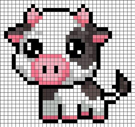 Goat Perler Bead Pattern, Truck Pixel Art, Gnome Pixel Art, Pixel Cow, Cow Pixel Art, Arrow Crafts, Cross Stitch Cow, Pixel Crochet Blanket, Square Drawing