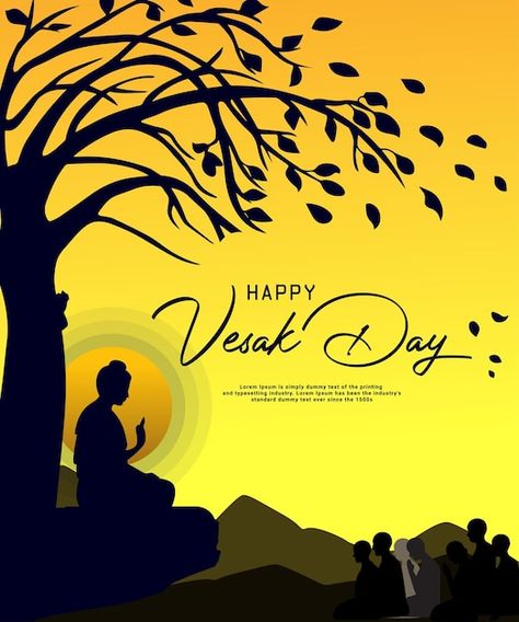 Vector poster for happy vesak day with a... | Premium Vector #Freepik #vector #happy-vesak #waisak #buddha-day #buddha-jayanti Happy Vesak Day, Happy Vesak, Vesak Day, Buddha Jayanti, Vector Poster, Technology Icon, Card Banner, Video Background, Poster Invitation