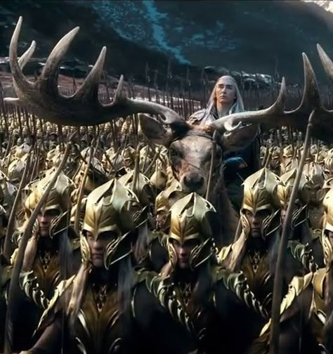 The Hobbit: The Battle of the Five Armies - Thranduil on his elk. Mirkwood Elves, Battle Of The Five Armies, Legolas And Thranduil, The Hobbit Movies, Forest Elf, Desolation Of Smaug, Heroic Fantasy, Bilbo Baggins, Tauriel