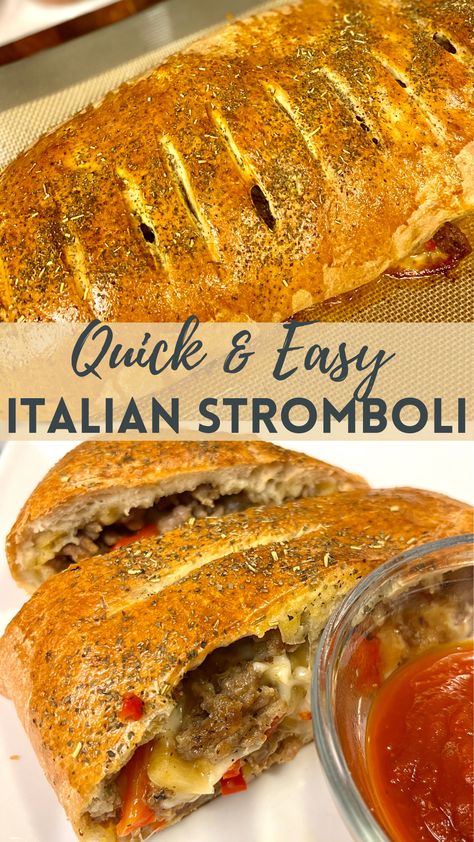 How To Make Italian Stromboli - Cooking on Sunshine Italian Sausage Stromboli Recipe, Sausage Stromboli Recipe, Meat Stromboli, Sausage Stromboli, Premade Pizza Dough, Italian Stromboli, Stromboli Recipe, Piece Of Pizza, Ground Sausage