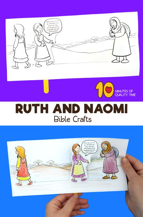 ruth & naomi sunday school crafts Ruth Story Bible, Ruth Bible Story Crafts For Kids, Ruth Bible Crafts For Kids, Ruth Crafts For Kids Sunday School, Ruth And Naomi Craft Preschool, Ruth And Naomi Craft, Ruth Coloring Page, Ruth Bible Craft, Donkey Craft