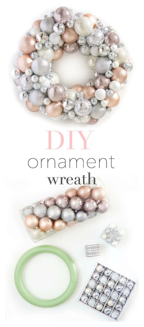 DIY Ornament Wreath | Haute & Healthy Living Holiday Wreaths Diy Christmas, Christmas Decor Easy, Diy Ornament Wreath, Ornament Wreath Diy, Couronne Diy, Holiday Wreaths Christmas, Holiday Wreaths Diy, Easy Diy Wreaths, Diy Ornament