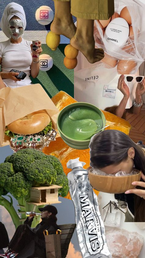 chaotic wellness #moodboard Health Collage Aesthetic, Self Care Collage Wallpaper, Energetic Mood Board, Wellness Collage Wallpaper, Collage Healthy Lifestyle, Wellness Collage, Wellness Moodboard, Mindful Consumption, Magazine Collage