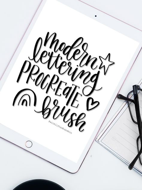 Procreate Writing, Free Procreate Lettering Guides, Digital Hand Lettering, Procreate Lettering Practice Sheets Free, Hand Lettering Procreate, Calligraphy Procreate, Brush Lettering Font, Ipad Lettering Procreate, Ipad Calligraphy