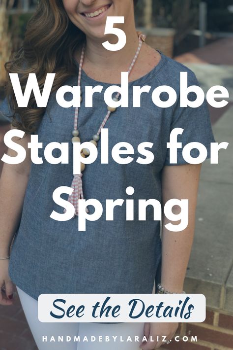 It's time to start breaking out the Spring outfits- These work great for Fall too! If like me you're trying to DIY your clothes these Spring Handmade wardrobe staples are a great place to start. These 5 sewing patterns are versatile and take you from a cool comfortable morning, a casual day outfit, and tops you could wear to work. TWO of these patterns you could wear every day this Fall and Winter . These tutorials will set you on your way to creating a great capsule wardrobe. #sewing #sew #diy Diy Your Clothes, Spring Sewing Patterns, Handmade Closet, Tunic Tops Pattern, Spring Sewing, Capsule Wardrobe Pieces, Sew Your Own Clothes, Jacket Sewing, Tunics With Leggings