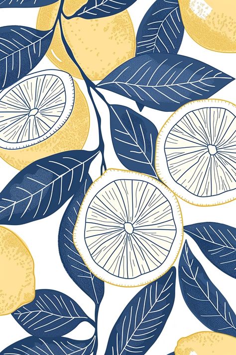 Lemon Prints, Ikat Print, Lemon Print, Striped Wallpaper, Fruit Pattern, Botanical Pattern, Modern Floral, Floral Botanical, Textile Patterns