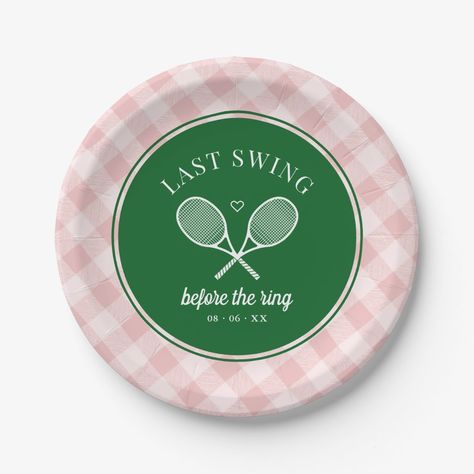 Tennis Bachelorette, Last Swing Before The Ring, Wimbledon Party, Tennis Party, Bachelorette Themes, Bach Party, Paper Plates Party, Party Plates, School Sports