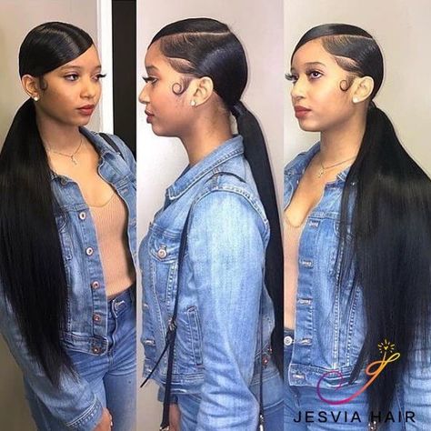 Ponytail Weave, Side Ponytail Hairstyles, Peruvian Hair Bundles, Slick Ponytail, Weave Ponytail Hairstyles, Sleek Ponytail Hairstyles, Black Ponytail Hairstyles, Hair Ponytail Styles, Sleek Ponytail