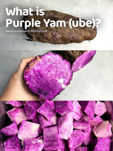 Purple Yam or Ube whole and halved Purple Yams, Ube Jam, Ginger Roots, Purple Yam, Kimchi Fried Rice, Appetizer Menu, Filipino Recipes, Short Ribs, Savoury Dishes