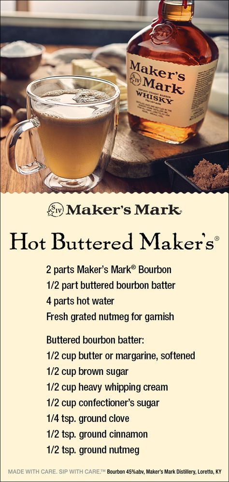 Hot Buttered Bourbon Recipe, Hot Buttered Whiskey Recipe, Hot Buttered Bourbon, Hot Bourbon Drinks, Buttered Bourbon, Hot Dog Buffet, Recipe Decor, Messy Wedding, Bourbon Recipes