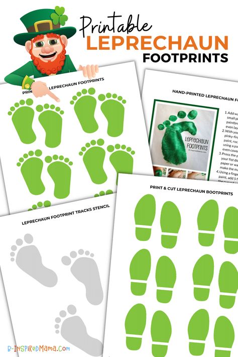 Leprechaun Came To The House, Leprechaun Footprints Printable, Leprechaun Footprints, Toddler Activities Daycare, Leprechaun Activities, Leprechaun Hunt, Rainbow Lessons, St Patties, St Patricks Crafts