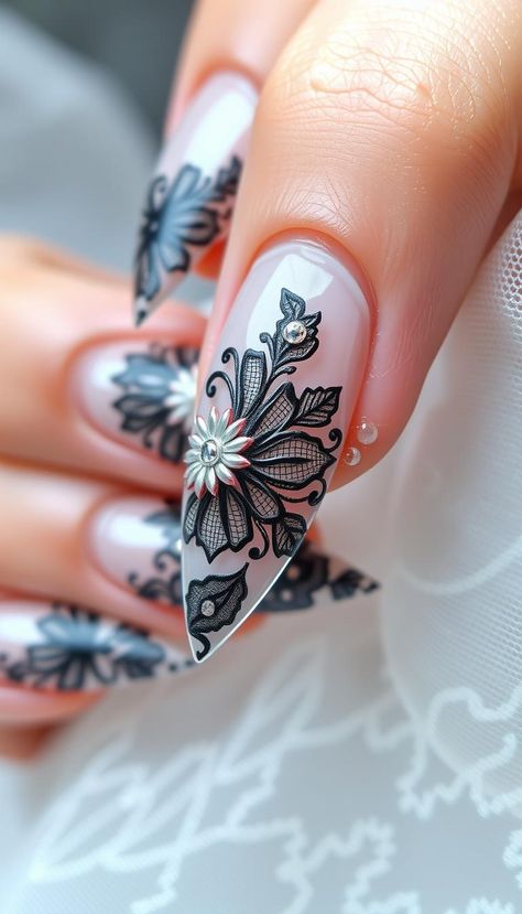 Delicate 3D lace patterns adorn nails, giving a sophisticated and romantic touch to any manicure 👰 #LaceNails #3DNailArt Lace Nail Design, Lace Nail Art, Lace Nails, 3d Nail Art, Nail Arts, Lace Patterns, Manicure, Nail Designs, Nail Art