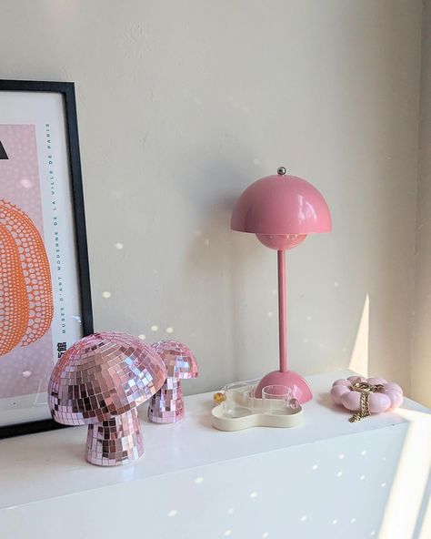 Strawberry Vase, Modern Bathroom Wall Art, Metal Mushroom, Lamp Cute, Cute Mirror, Danish Pastel Aesthetic, Mushroom Lamp, Room Makeover Inspiration, Wedding With Kids