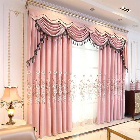 Fresh Morning Glory Curtain Modern Simple Embroidery Curtain Living Room Bedroom Fabric(One Panel) Fancy Curtains, Valances For Living Room, Curtain Modern, Fresh Morning, Plain Curtains, Living Room Decor Curtains, Luxury Curtains, Elegant Curtains, Curtains Living